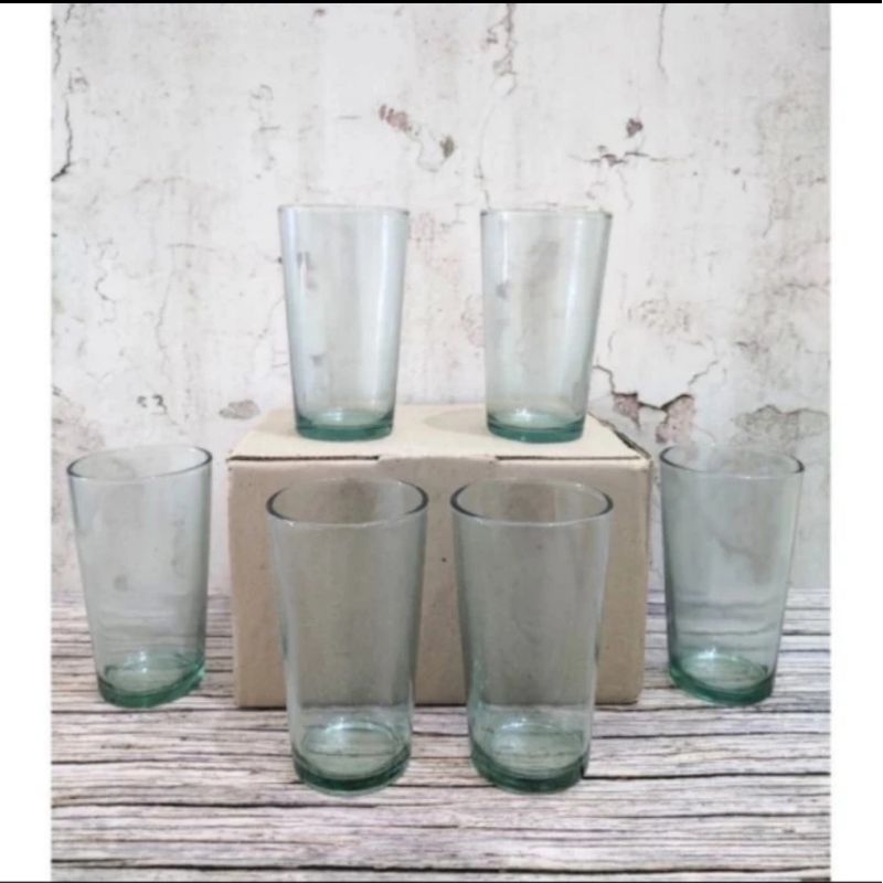 Gelas Kaca Tinggi 212 BBC/ Gelas Teh/ Gelas Polos Tinggi BBC isi 6 pcs ( Gosen only)