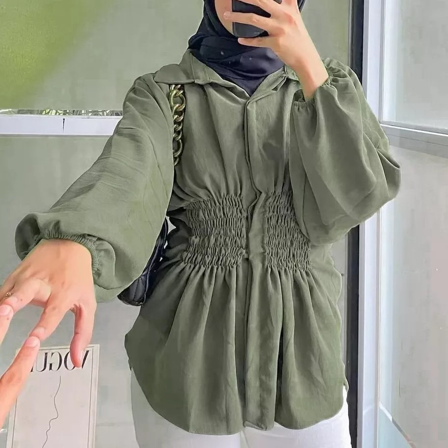 Bdg.Grosir Kiara Blouse Crinkle- Atasan Wanita- Kemeja Blouse Wanita