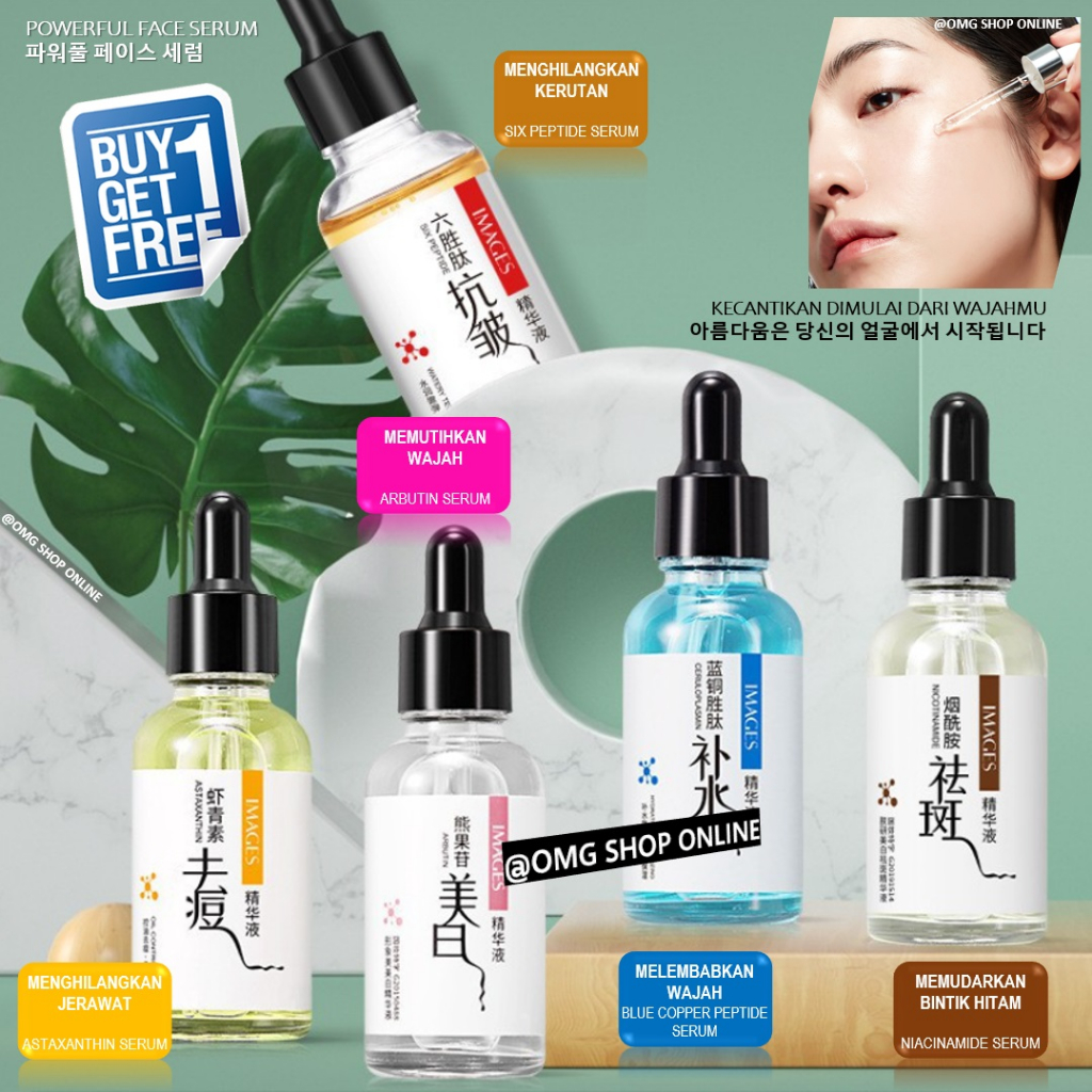 Beli 1 Gratis 1  Images Face Serum Ajaib Viral 30 ml Skin Whitening Anti Aging Acne Moisturizing / S