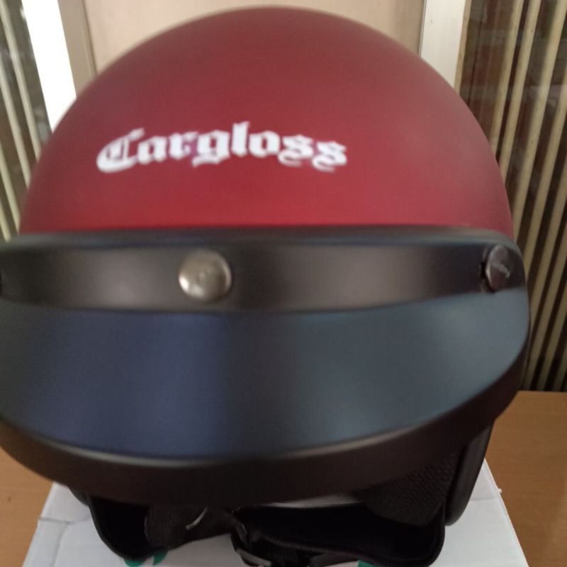 helm cargloss cfm original warna merah maroon doff