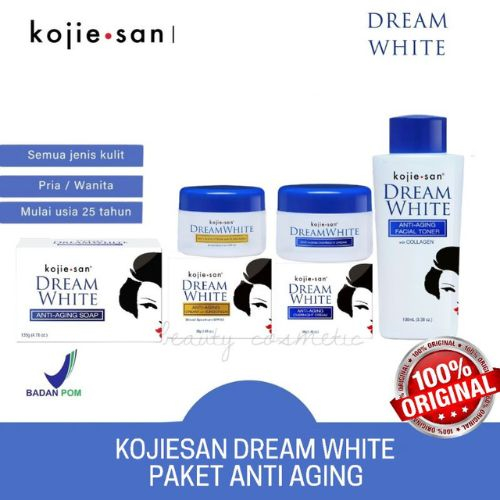 Kojie San Paket Dream White Anti Aging 4IN1 / Kojiesan Dream White Anti Penuaan / SABUN / CREAM SIAN
