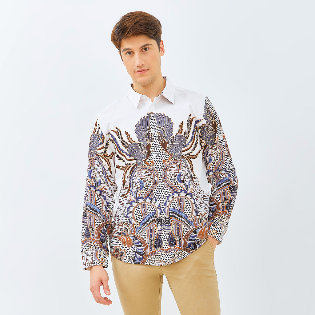 M231 Kemeja Pria Batik Panjang Putih 3045