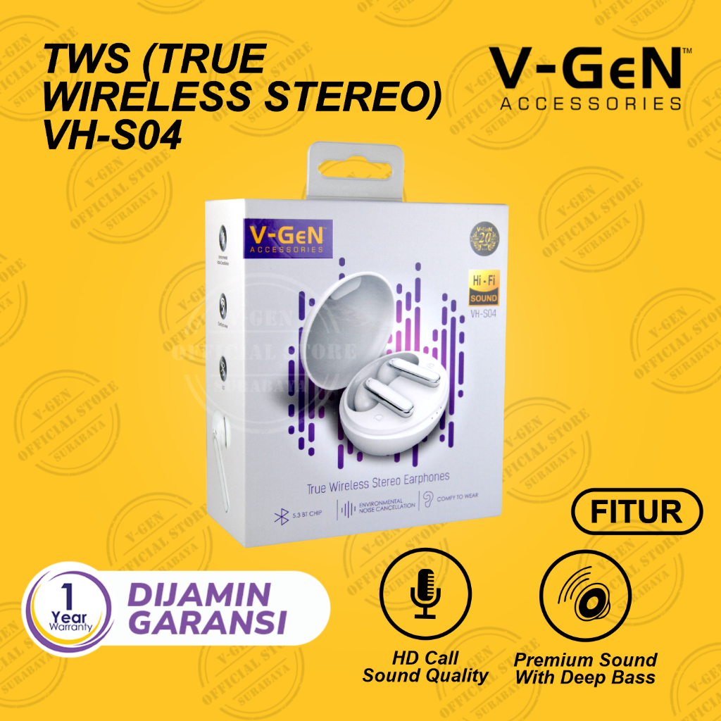 Earphone V-GeN TWS VH-S04 Wireless ENC Type C Bluetooth 5.3 Handsfree