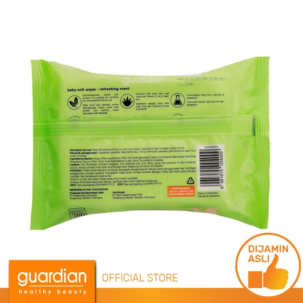 Guardian Baby Soft Wipes Refreshing Scent 20 Sheet