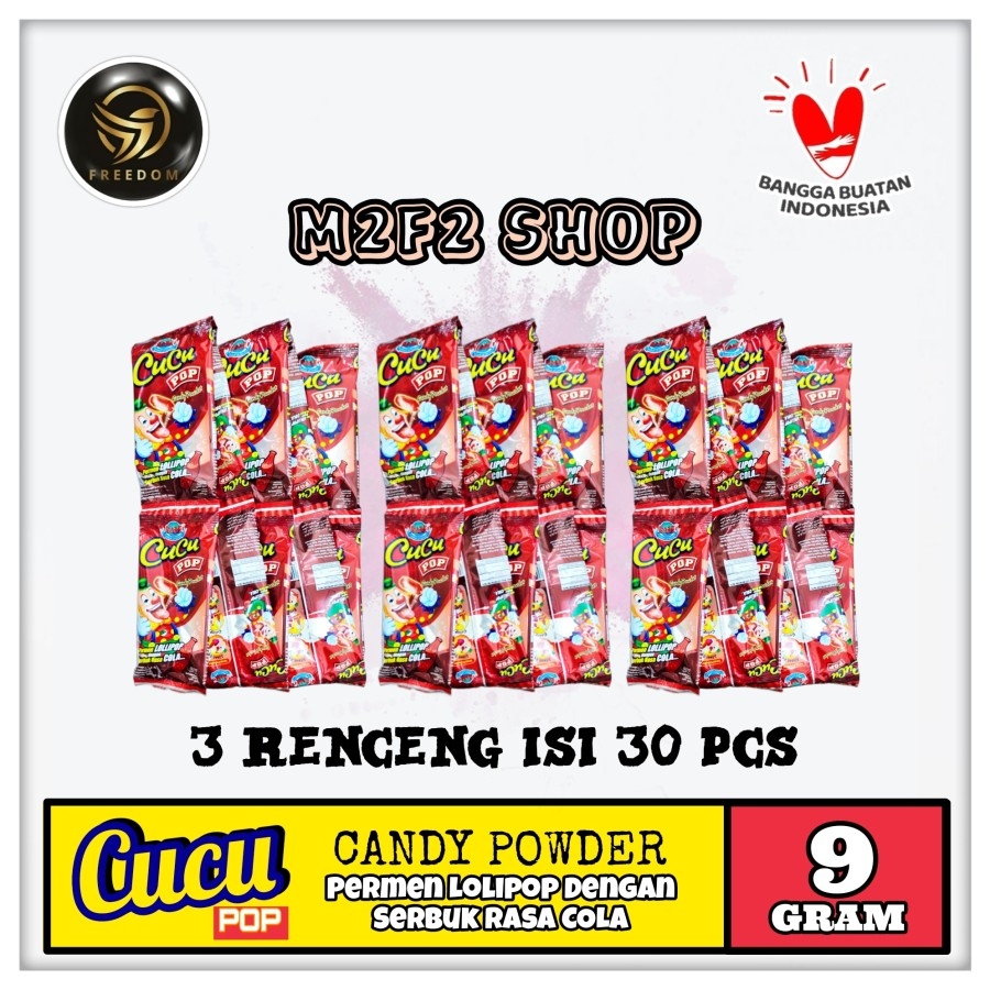 

Cucu Pop Permen Lollipops Dengan Serbuk Rasa Cola - 9 gr (Kemasan 3 Renceng)