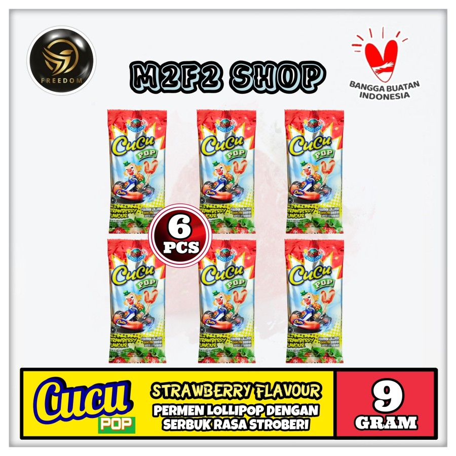 

Cucu Pop Permen Lollipops Dengan Serbuk Rasa Stroberi - 9 gr (Kemasan 6 Pcs)