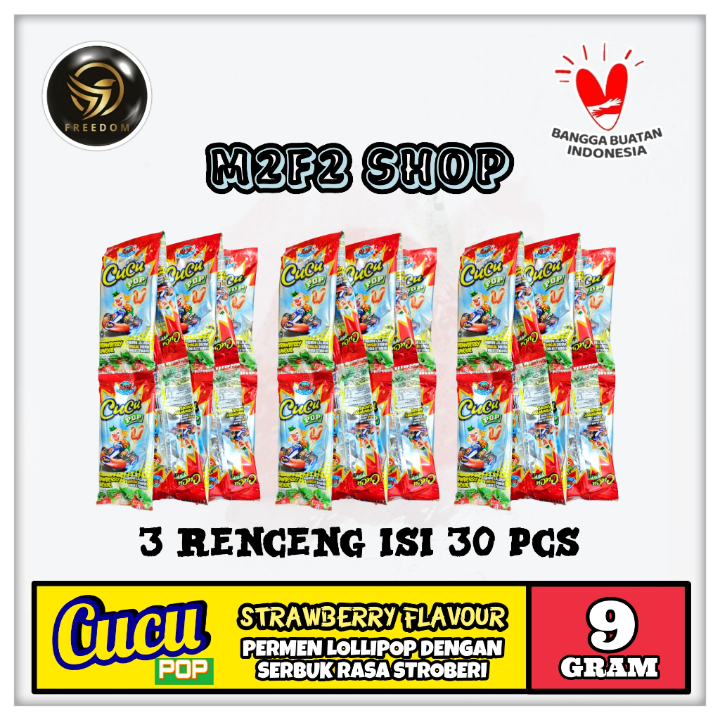 

Cucu Pop Permen Lollipops Dengan Serbuk Rasa Stroberi - 9 gr (Kemasan 3 Renceng)