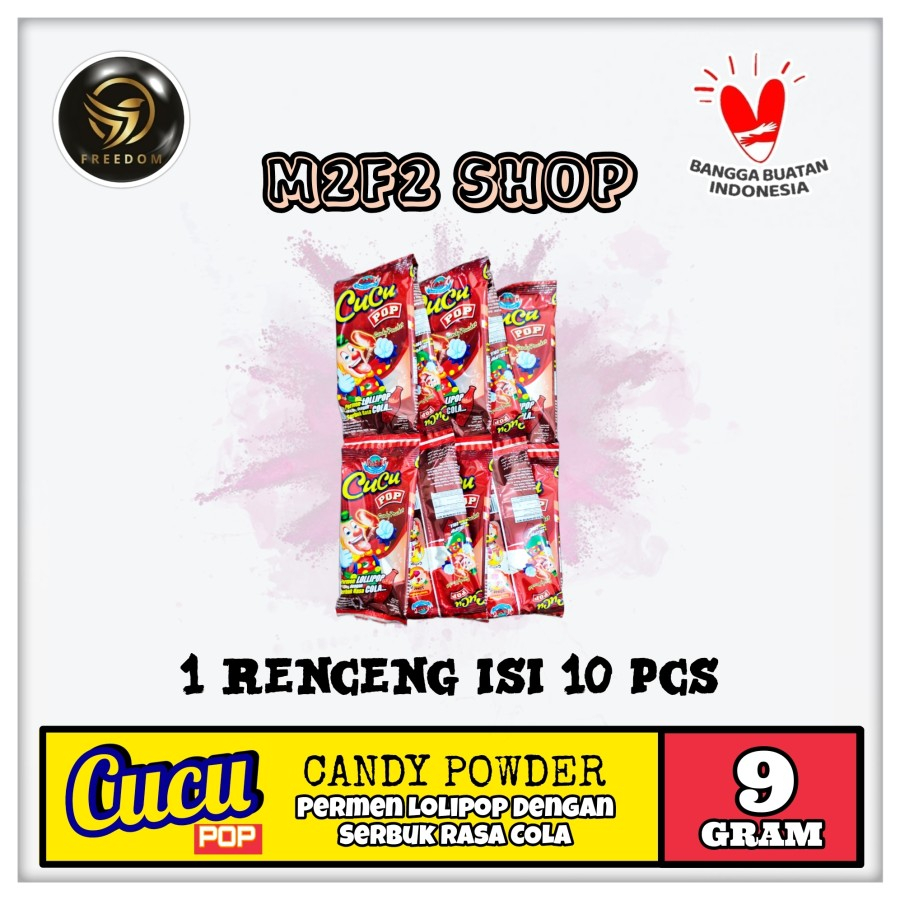 

Cucu Pop Permen Lollipops Dengan Serbuk Rasa Cola - 9 gr (Kemasan 1 Renceng)