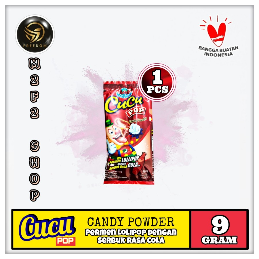 

Cucu Pop Permen Lollipops Dengan Serbuk Rasa Cola - 9 gr (Kemasan Satuan)