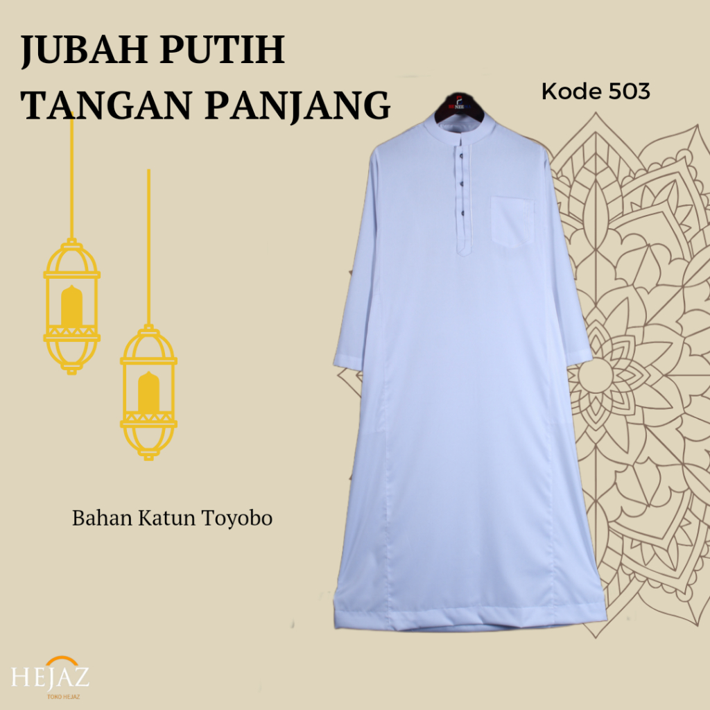 503 Jubah Gamis Putih Laki Laki / Jubah Putih Polos Benzema / Gamis Benzema Muslim