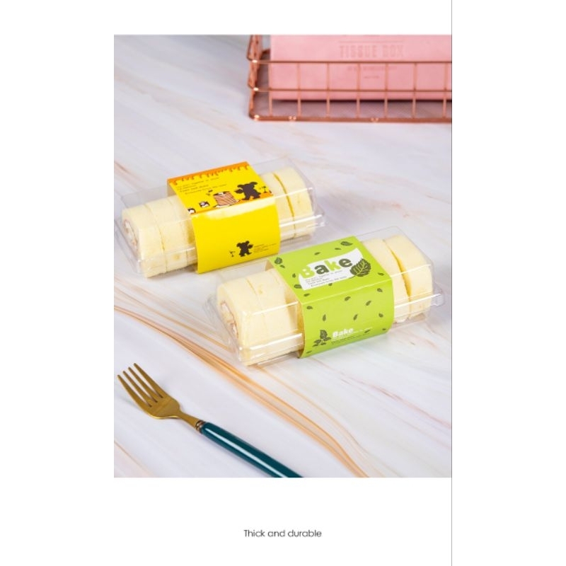 Descend 10Pcs Tray Mika Kue Panjang Kotak Mika Puding Bolgul Bolu Slice Cake Tray Mochi