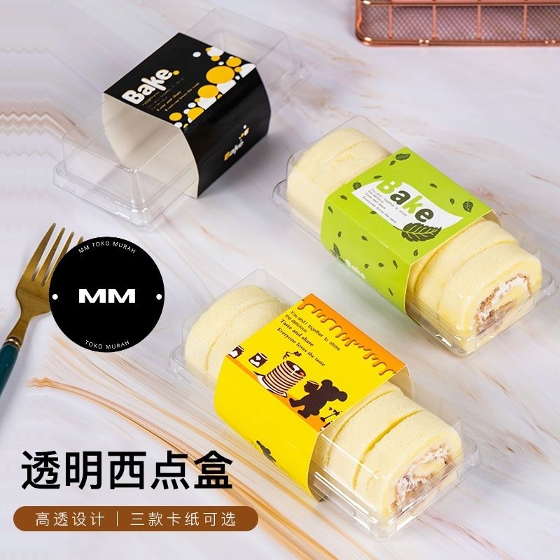 10PCS TRAY MIKA KUE PANJANG KOTAK MIKA PUDING BOLGUL BOLU SLICE CAKE TRAY MOCHI