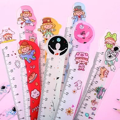 

MOMBABY1 Penggaris sekolah kantor motif lucu 15cm bahan plastik sovenir nikahan
