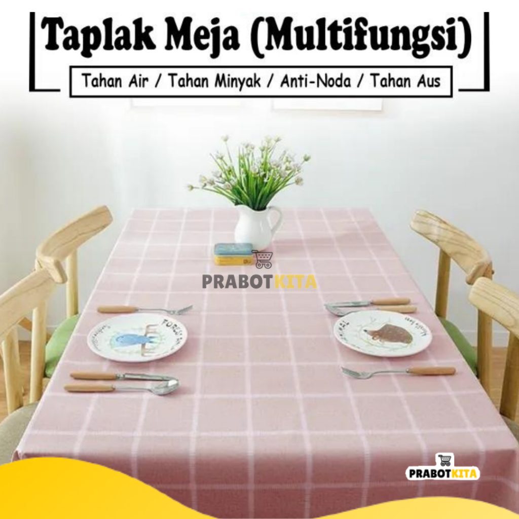 Taplak Meja Motif Kotak / Taplak Anti Air / Alas Meja / Taplak Meja Tebal