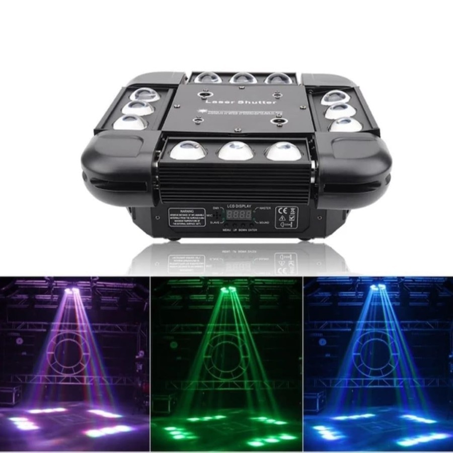 Moving Spider Shutter Laser 12 LED+Laser