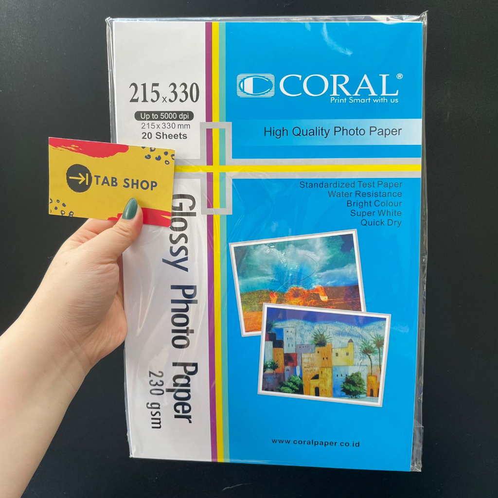 

TAB SHOP - CORAL Glossy Photo Paper F4 230 GSM 20 LEMBAR - CORAL KERTAS FOTO GLOSY F4 230 GSM 20 LEMBAR