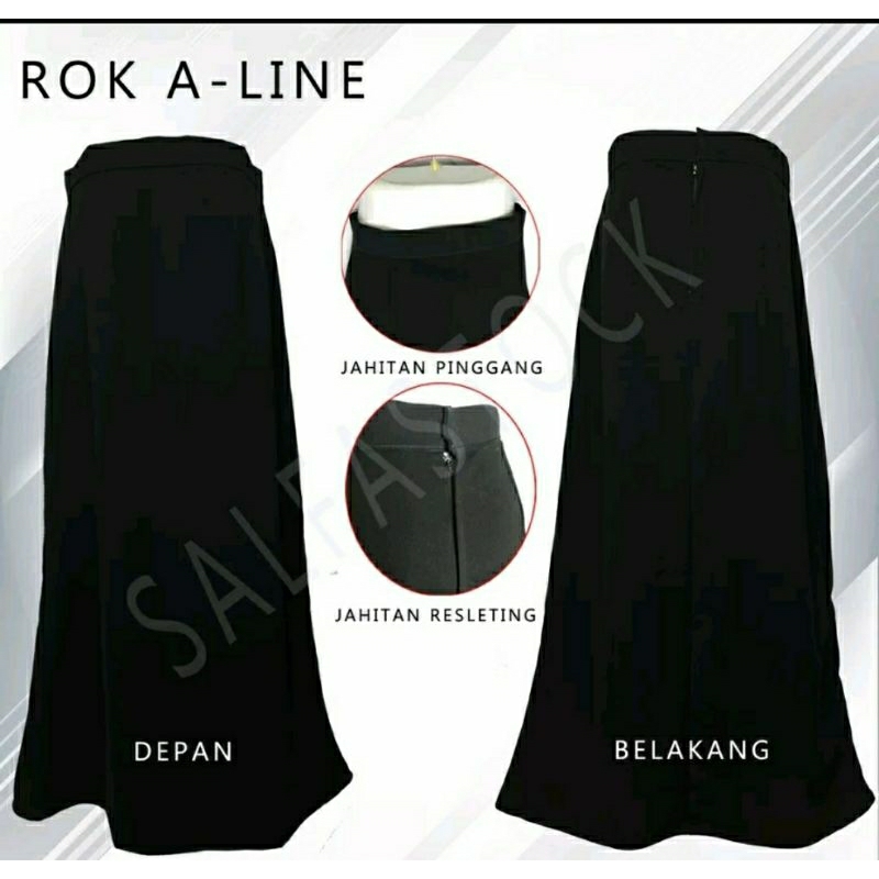 ROK KERJA PANJANG/ ROK HITAM MODEL A/ ROK KANTOR MODEL A/ROK A-LINE/ROK FORMAL /ROK KERJA WANITA PAN