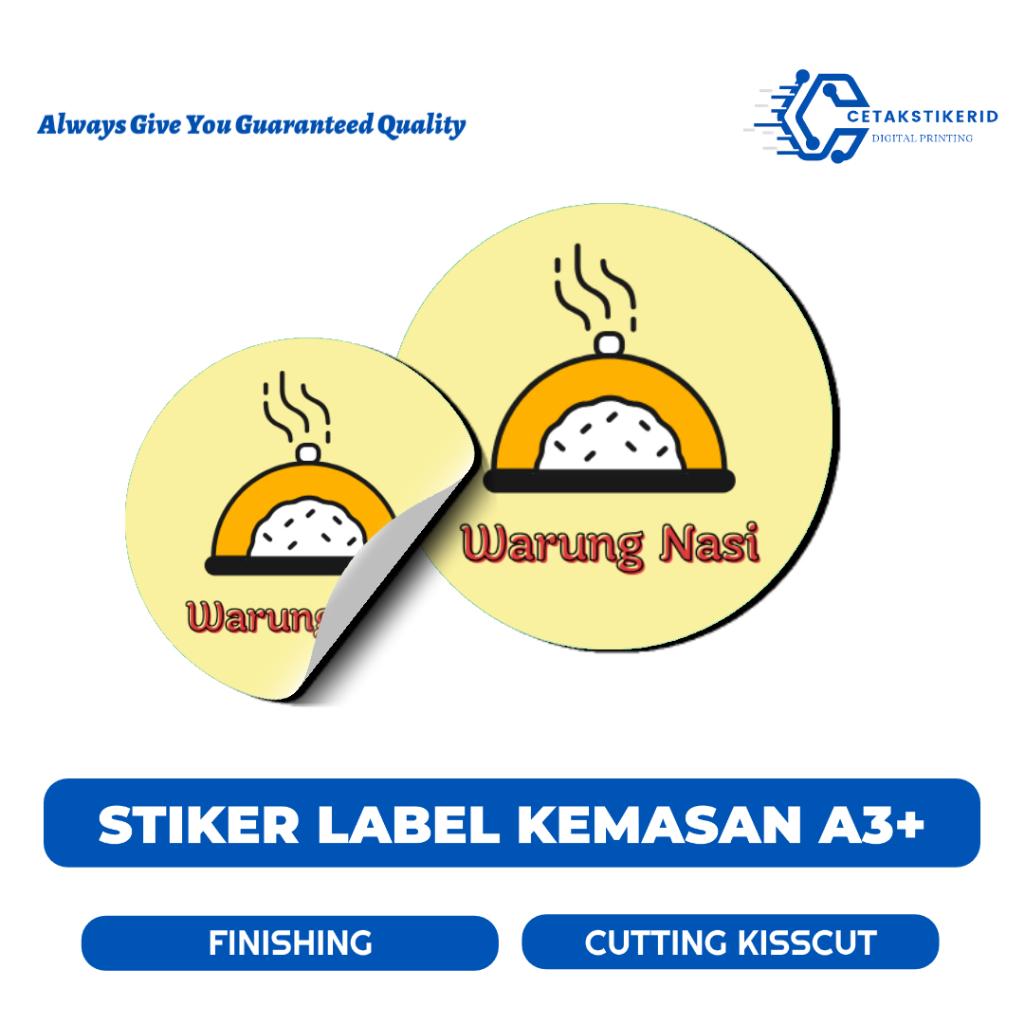 

[ FREE CUTTING ] Cetak Stiker Label Kemasan Makanan Minuman Bahan Bontak Chromo