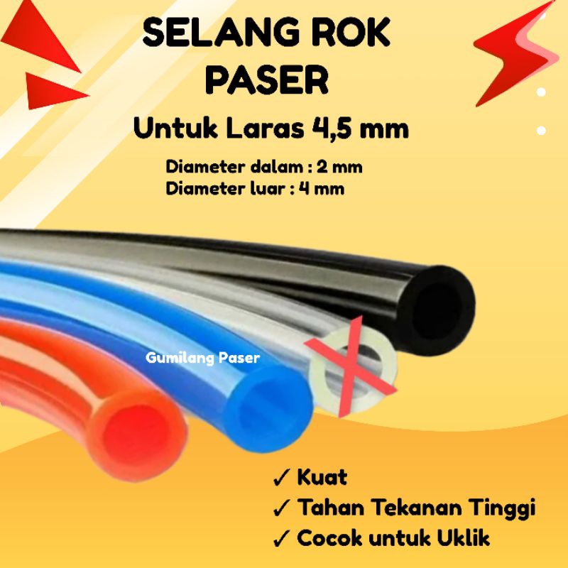 BERKUALITAS selang PU bahan rok paser uklik 4,5 mm 1 meter kuat tahan tekanan tinggi