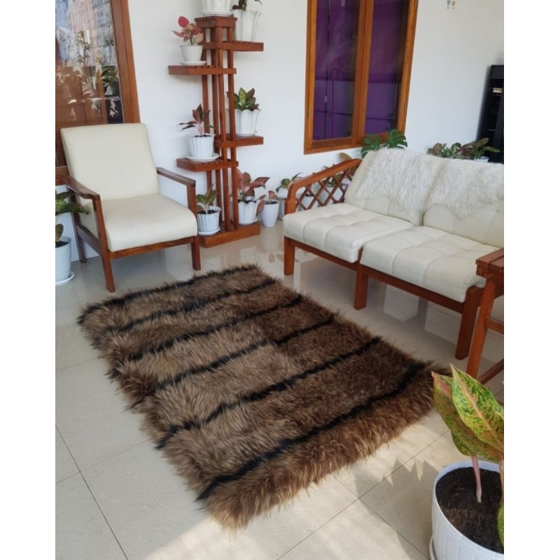 Karpet Bulu halus Rusia Motif Serigala Tebal / Kain bulu Wolf (bulu sintetis) kualitas premium ukura