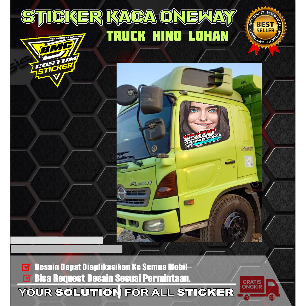 STICKER KACA ONEWAY TRUCK FUSO LOHAN/STIKER  VARIASI TRUCK KACA HINO LOHAN.