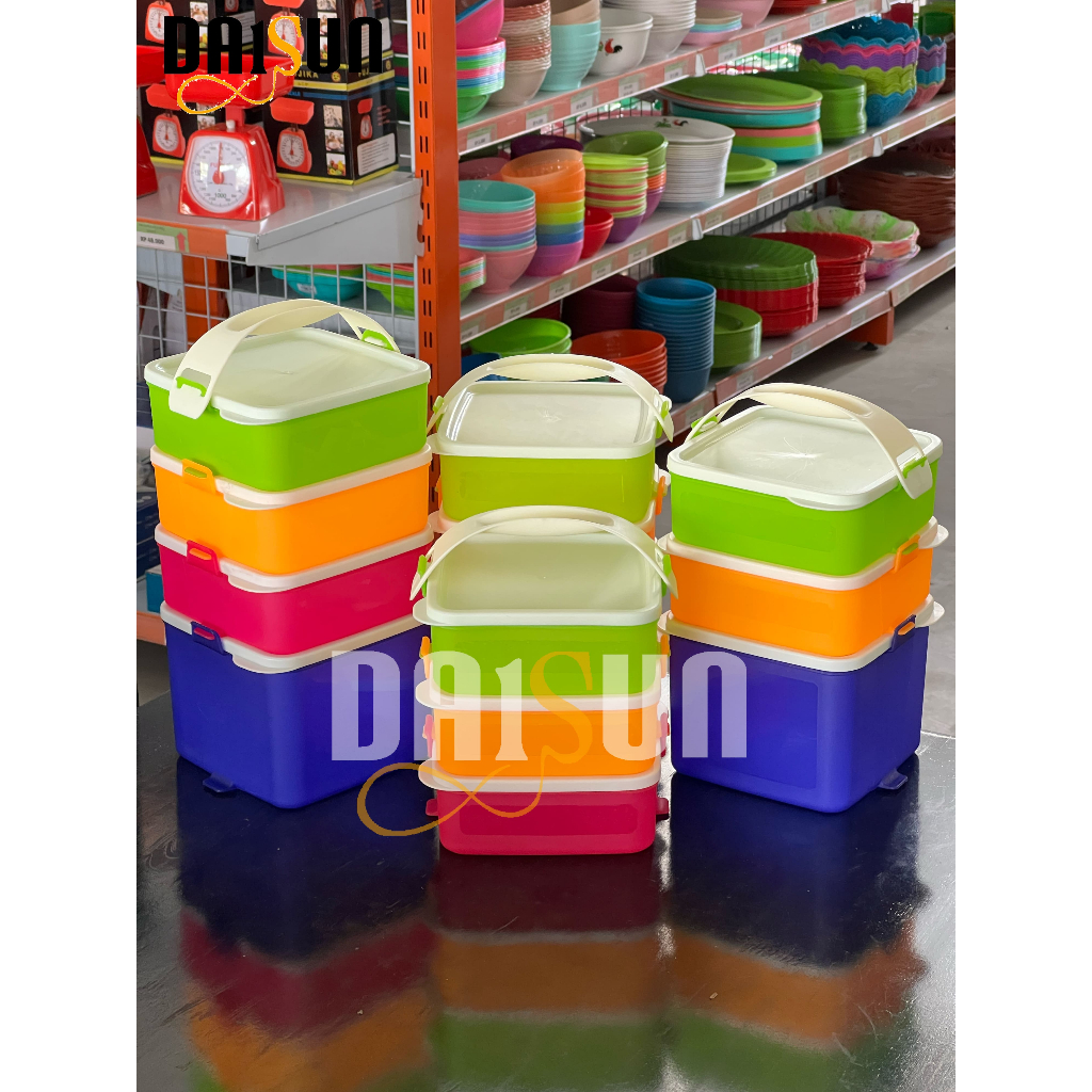 RANTANG PLASTIK SUSUN 4/ RANTANG BEKAL SUSUN 4 WARNA WARNI