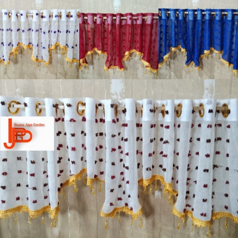 gorden poni jendela pintu/poni gorden rumbai minimalis bahan Ruby murah mewah
