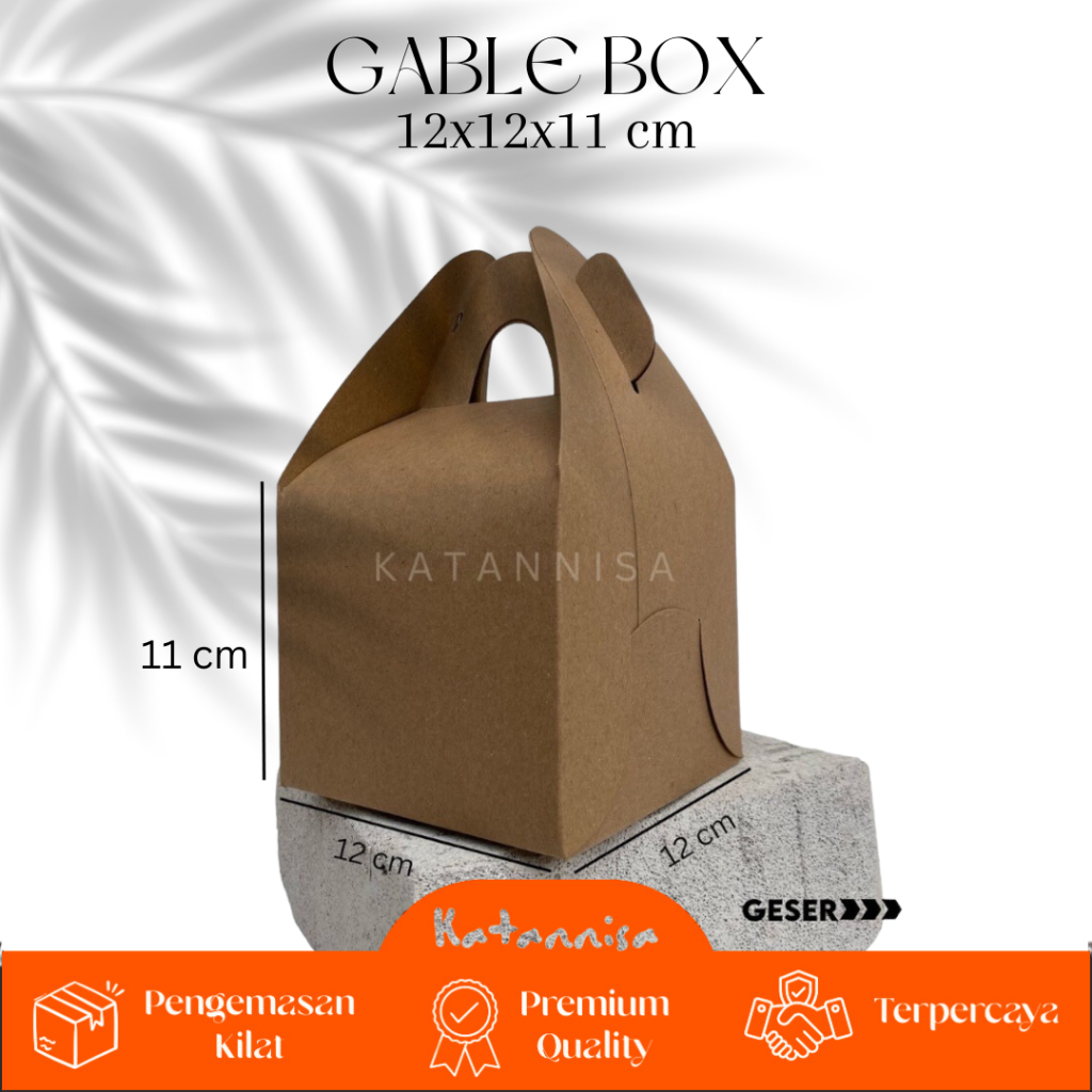 KATANNISA Gable Box 12x12x11 Gift Box Snack Box Hampers Box Toples Kraft