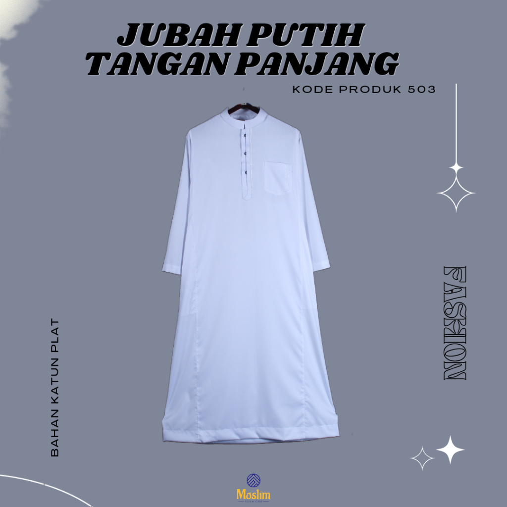 503 Jubah Gamis Pria Putih Polos Benzema / Benzema Muslim Jubah Pria / Jubah Putih Lengan Panjang Po