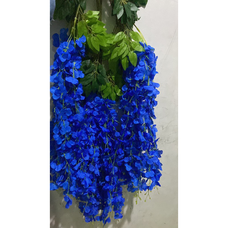 Bunga Wisteria Artificial Jumbo Satin Biru Tua/Wisteria Jumbo/1Lusin