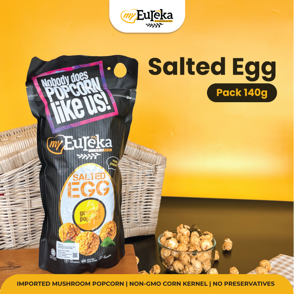 

Eureka Popcorn Salted Egg 140g | Snack Cemilan Impor