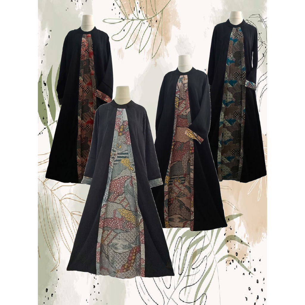 Abaya Hitam Motif Batik Gamis Muslimah Jubah Turkey