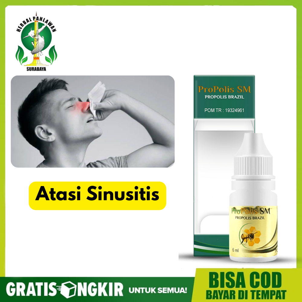 Obat Herbal Sinusitis , Polip , Benjolan Di Hidung, Lendir Berbau Propolis Sm Gold Asli Original