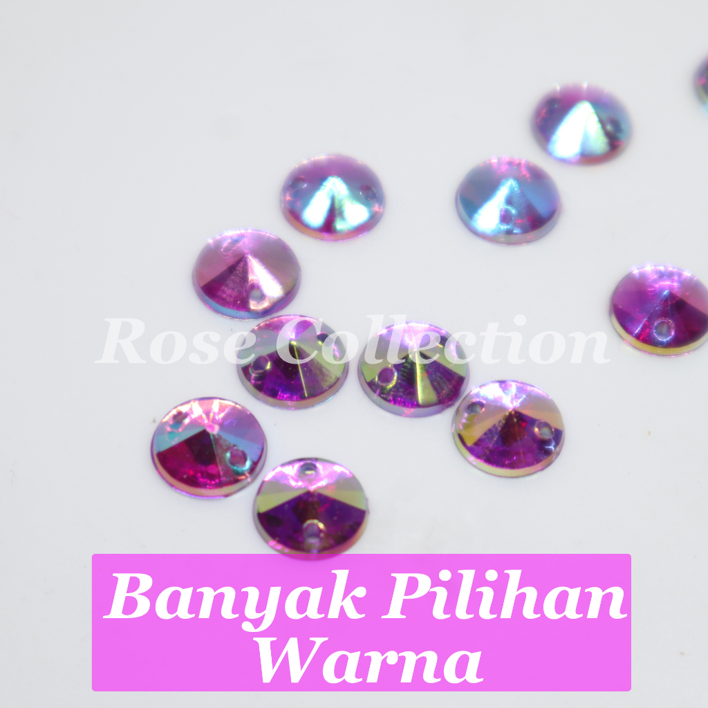 Payet / Diamond / Kristal Bulat / Mote / 8mm Payet Pelangi 50 PCS