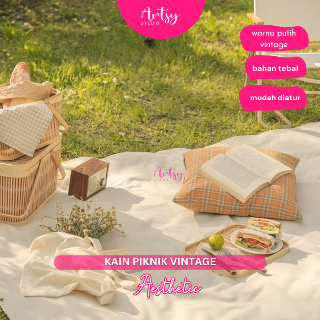 ARTSY STUDIO Tikar Piknik Kain Kanvas Alas Piknik Background Foto Vintage