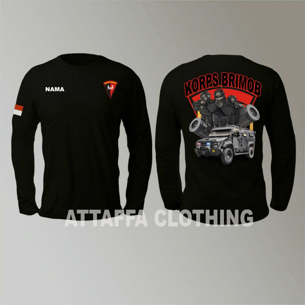 BAJU KAOS INTANSI LENGAN PANJANG KORPS BRIMOB WARNA HITAM