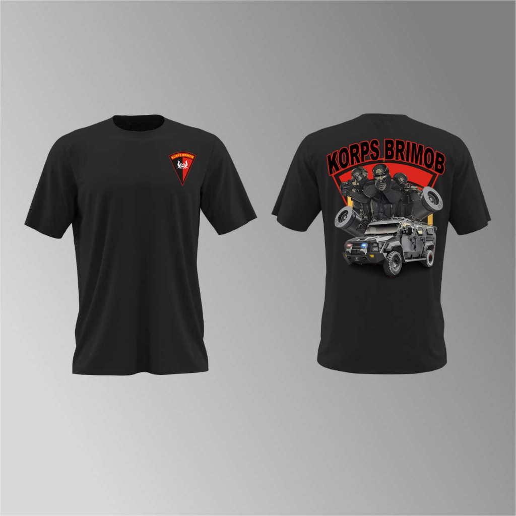 BAJU KAOS INTANSI LENGAN PENDEK KORPS BRIMOB WARNA HITAM