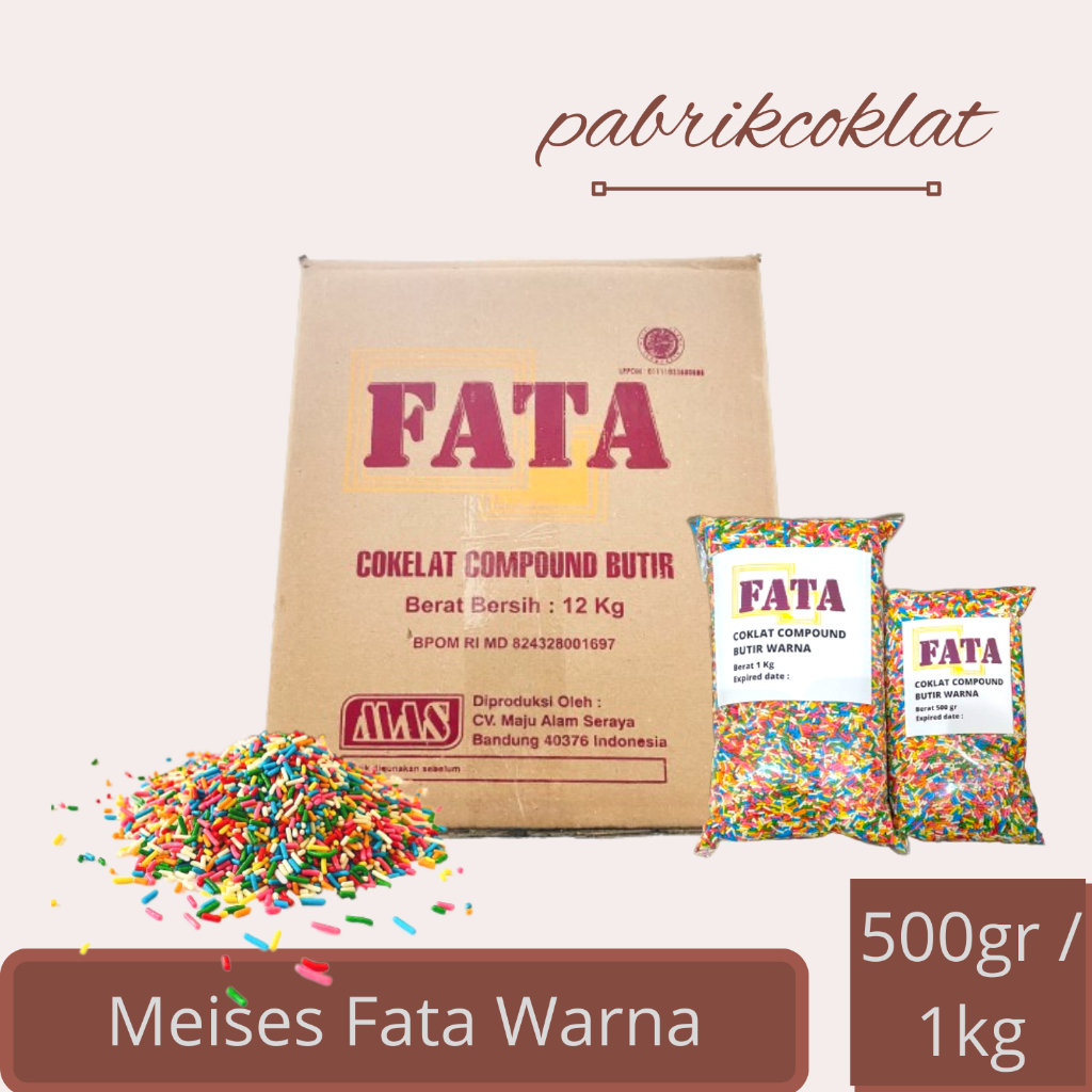 

Meises WARNA FATA / Coklat Butir Warna / Meses Warna Warni 500gr / 1kg repack