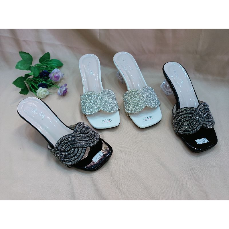 Sandal selop wanita Payet/Sandal Payet Hak kaca/Sandal wanita women's shoes
