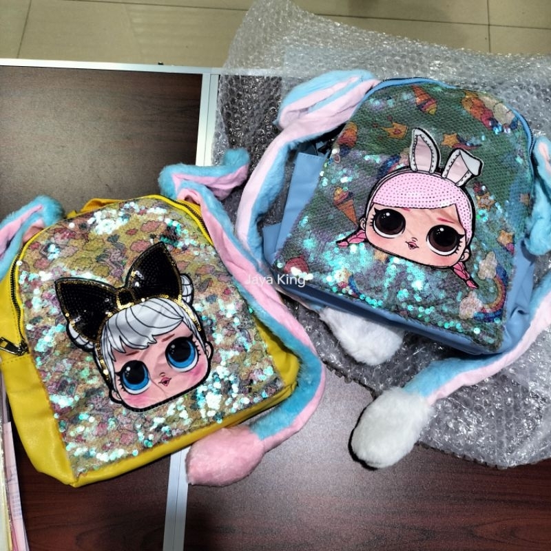 Ransel Kecil Sequin Usap Import UNICORN LOL Tas Sekolah Anak TK Perempuan