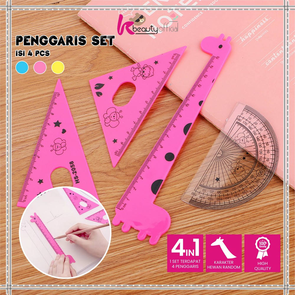 

KB-A66 Penggaris Plastik 15cm Set Isi 4 Alat Tulis Sekolah Kantor Karakter Motif Jerapah / Penggaris Matematika Pengaris Garisan Penggaris Set / Ruler Set