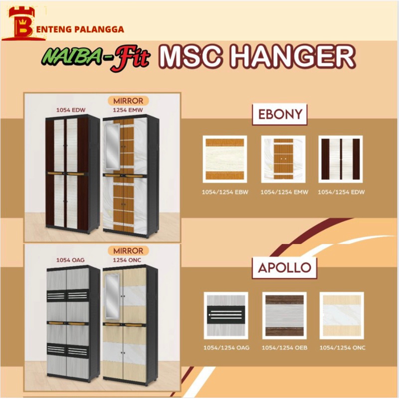 lemari plastik naiba 1254 gantung msc hanger besar 1254 kuat motif cantik cermin
