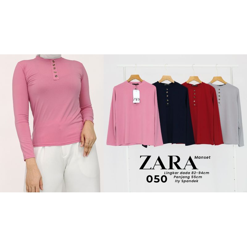 Kaos Manset ZARA Wanita Lengan Panjang Bahan Spandek