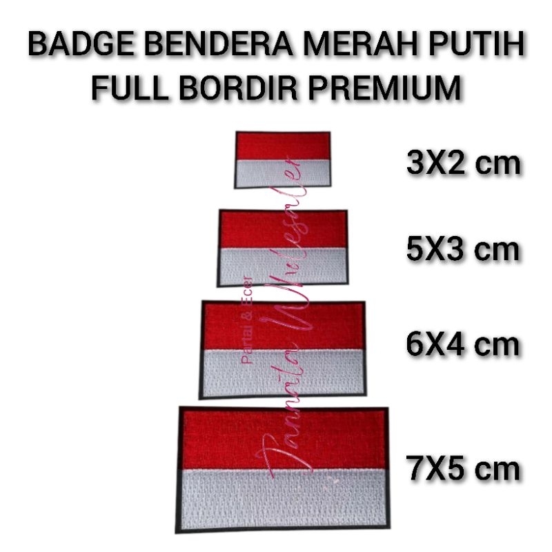 Bed Bendera Merah Putih | Bet Merah Putih | Badge Merah Putih Full Bordir Lis Hitam
