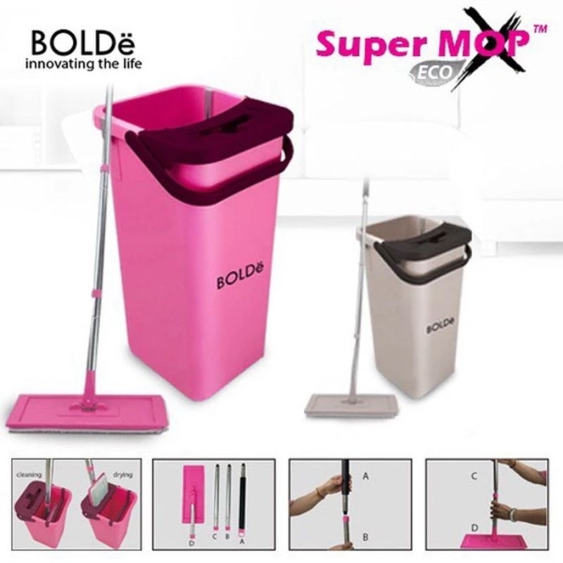 [preloved] Bolde Super Mop X ECO Pel Flat Microfiber Gagang Stainless Praktis Bersih