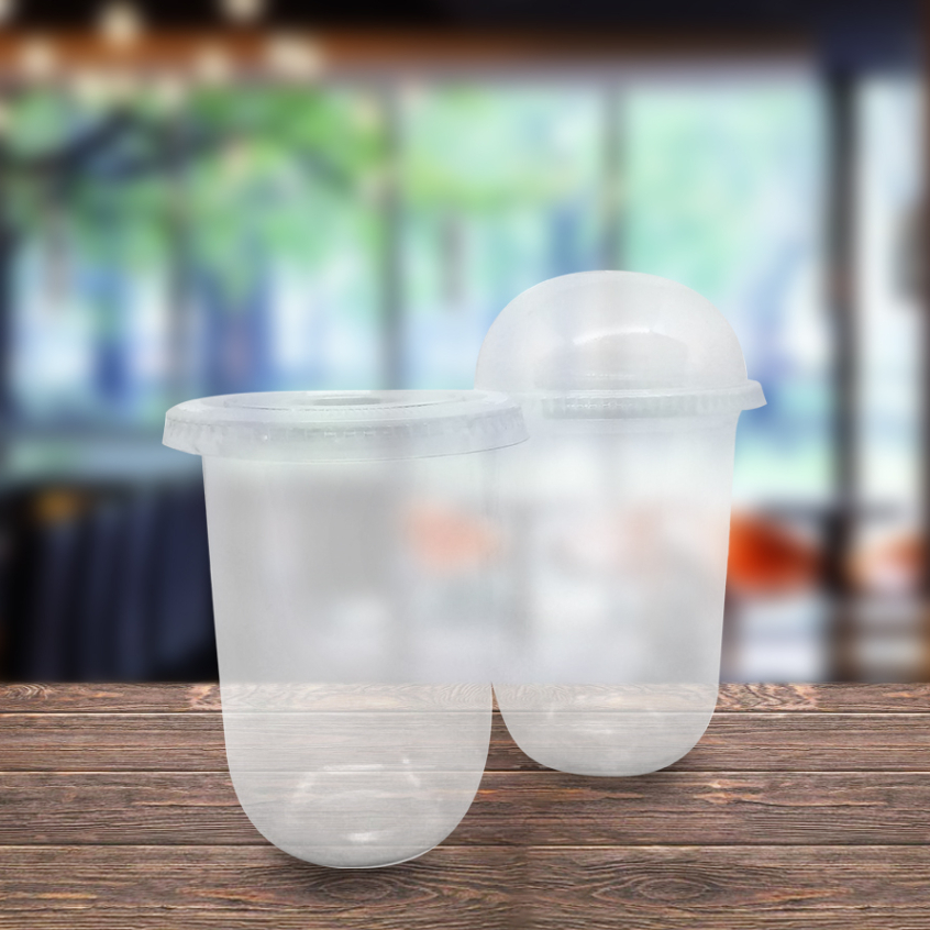 GELAS PELASTIK OVAL - CUP OVAL UK 16 OZ ( Polos ) 50 PCS