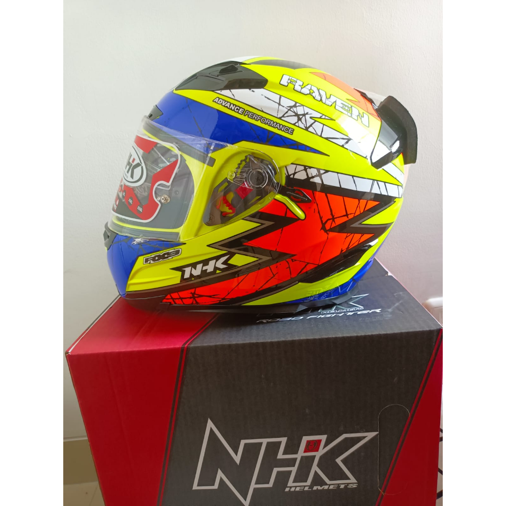 HELM NHK RX9 YELLOW FLO RAVEN ALL VARIAN FULL FACE ORI SNI
