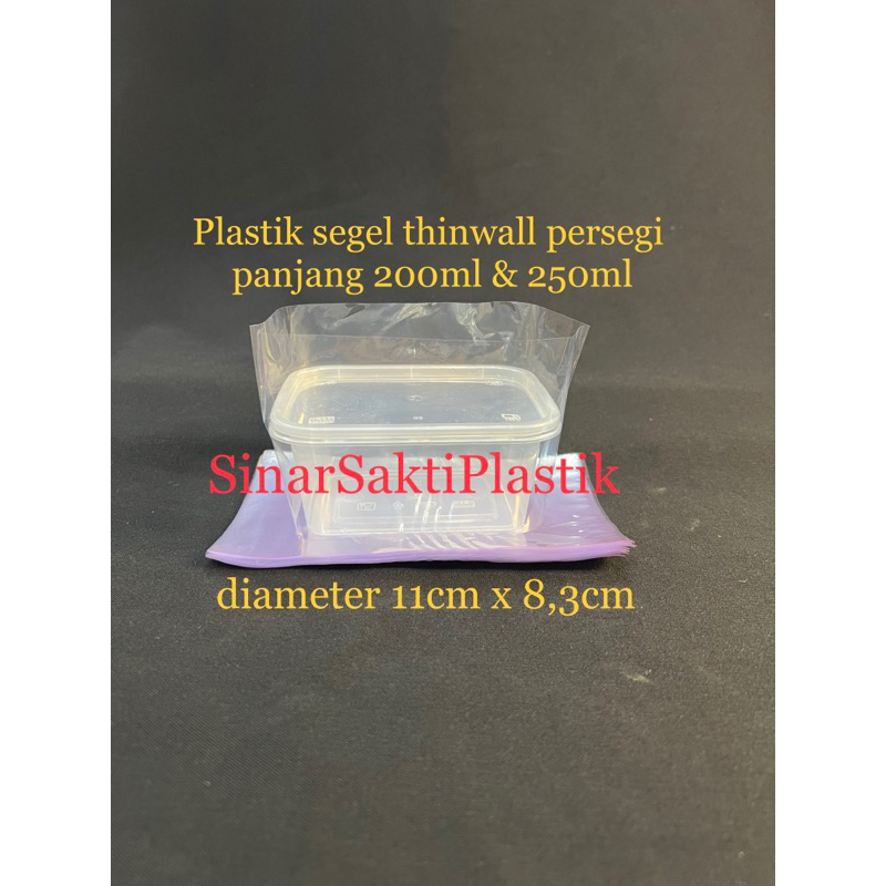 PLASTIK SEGEL Thinwall Persegi panjang 250ml 200ml (1pack isi 50pcs) plastik shrink wrap