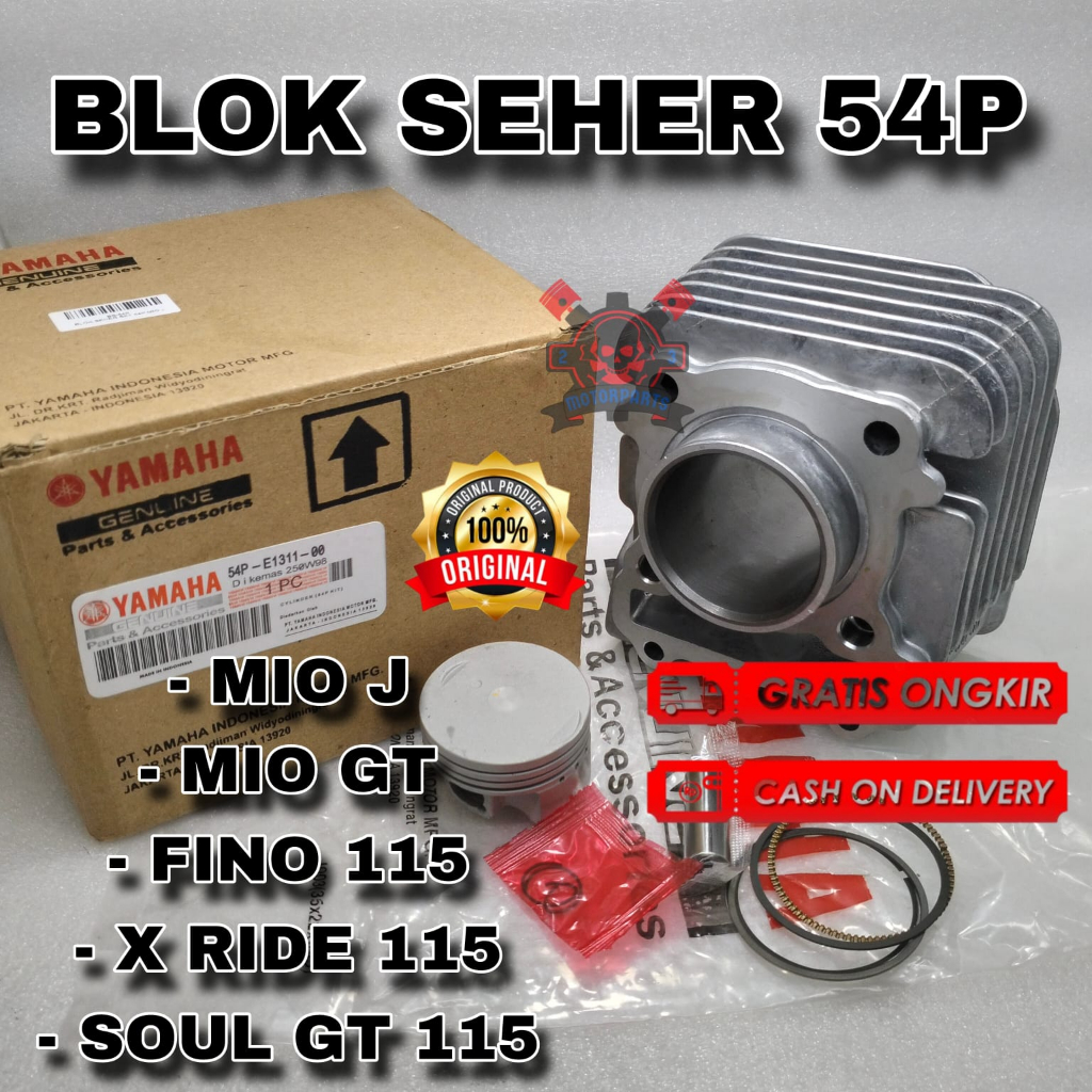 Blok Seher Yamaha 54P Block Piston Mio J Mio GT Fino FI 115 X-Ride 115 Soul GT Boring Silinder Set K