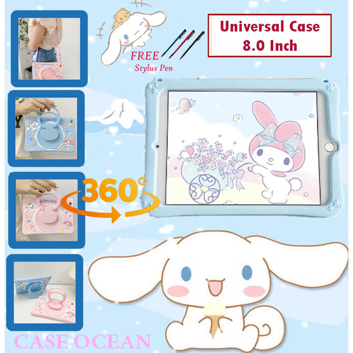 Olike Edu Tab EduTab E1 8Softcase Soft Case Anak Kids Rotate Rotating 360 Cinnamoroll Standing Lucu 